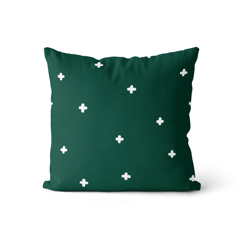 Housse de coussin Jannel, Vert chasseur / blanc