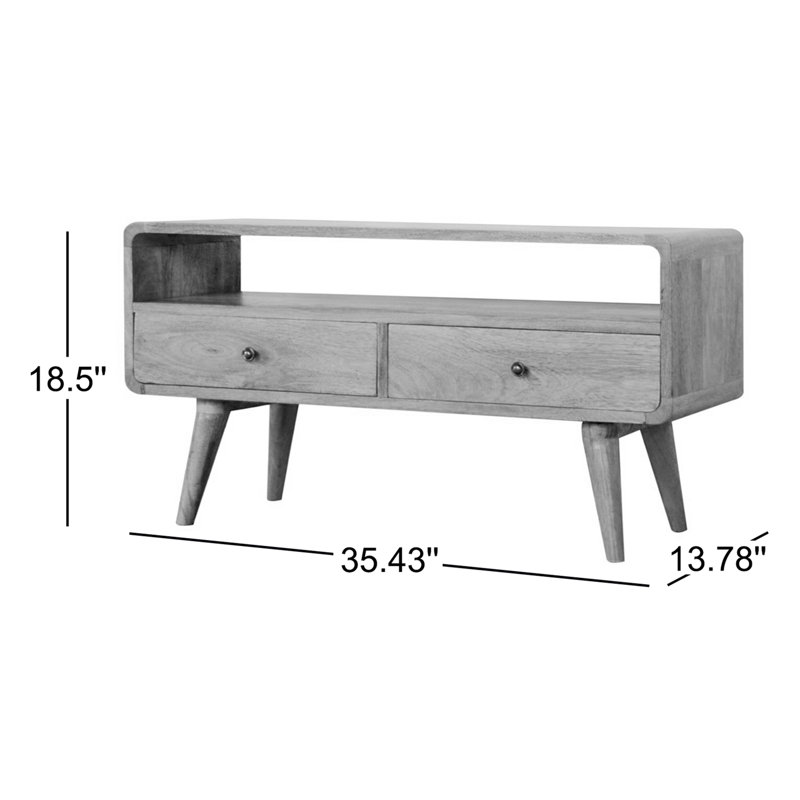 Crédence de rangement en bois massif Charie, Gris