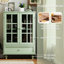 Buffet de couloir contemporain avec portes et tiroirs en verre double - menthe. Qualité fine, robustesse des pieds en bois massif, protection trempée. Tablette réglable, espace pratique. 28 po x l 15 po x 38 po