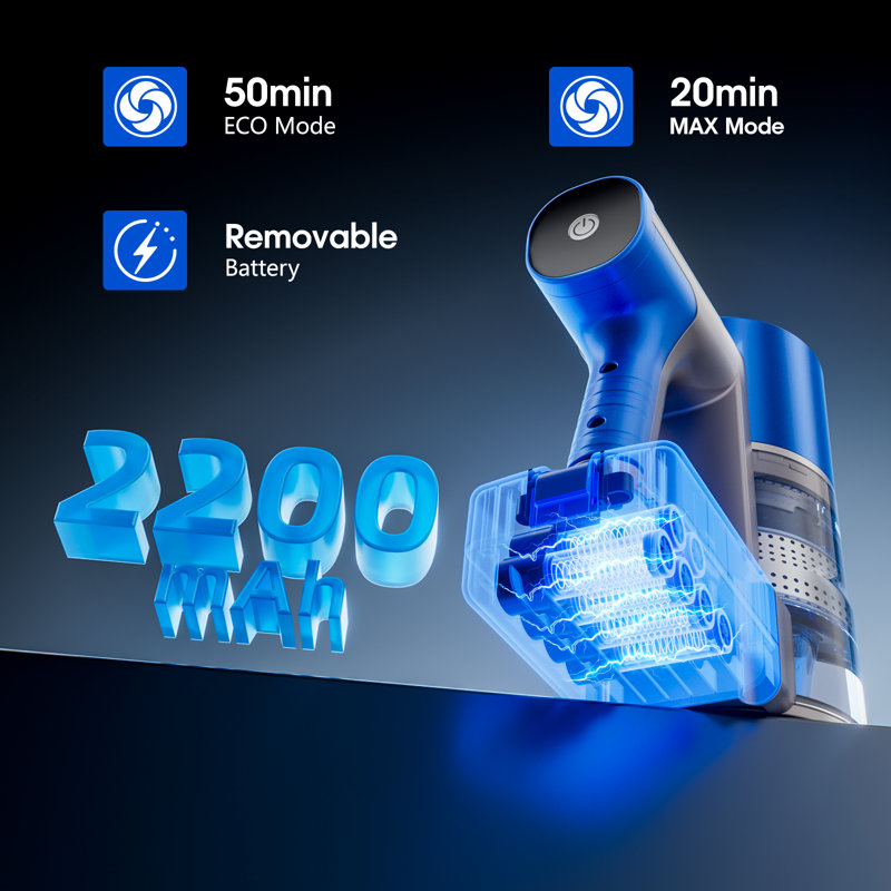 300W Cordless Stick Vacuum Cleaner, 50kPa Brushless Motor, 50-Min Runtime, for Carpet, Hard Floors & Pet Hair