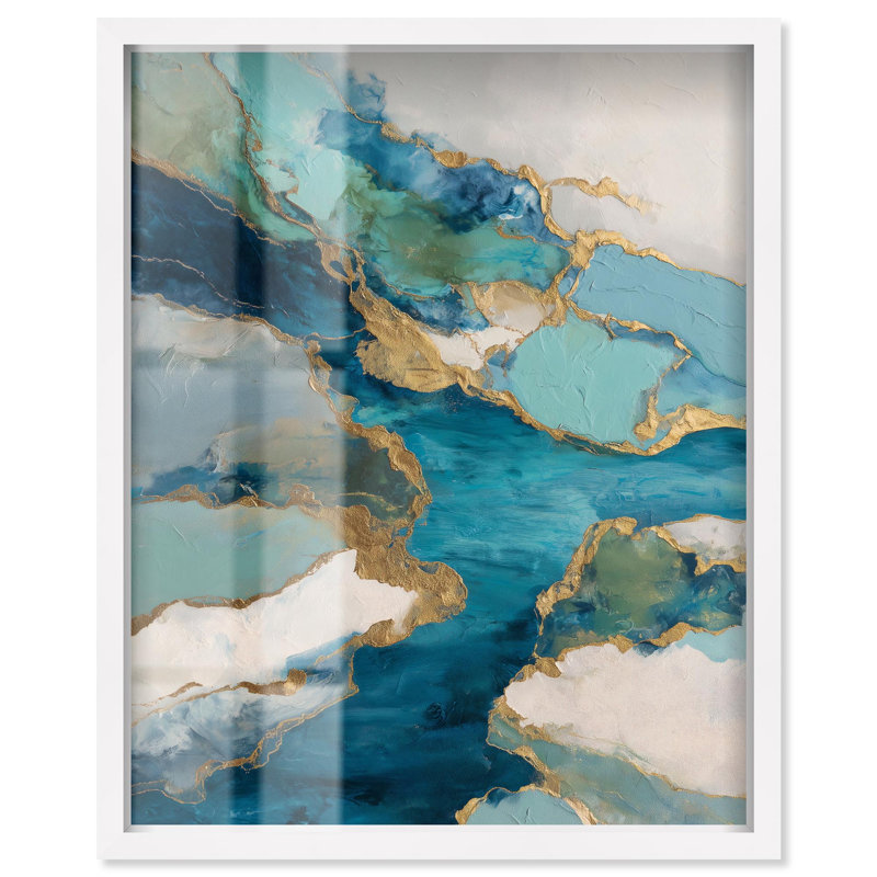 Décoration murale Godeed River Delta I Shadowbox Print par Art Remedy, cadre blanc, 30 x 36, H 37 po x l 31 po, Cadre blanc