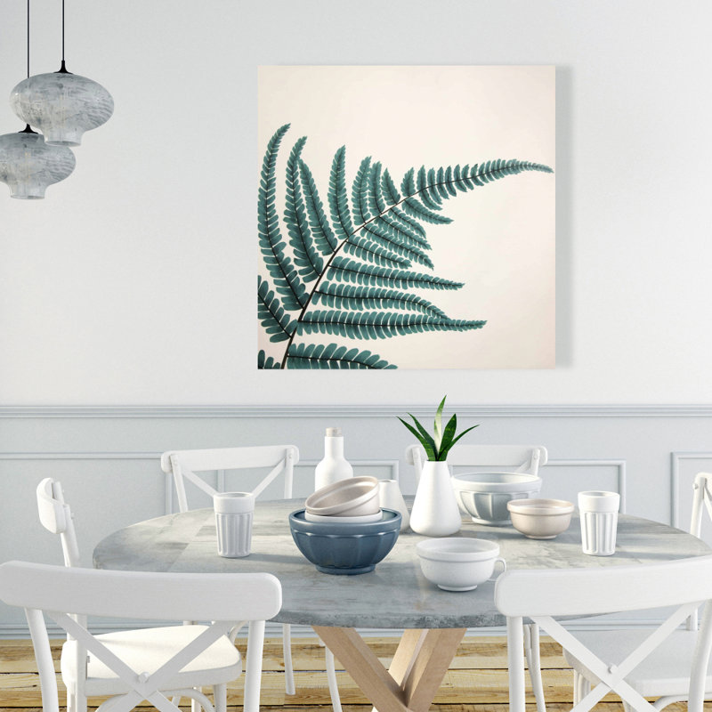 Fougère - Toile à feuilles beige pour une décoration intérieure élégante, H 36 po x l 36 po