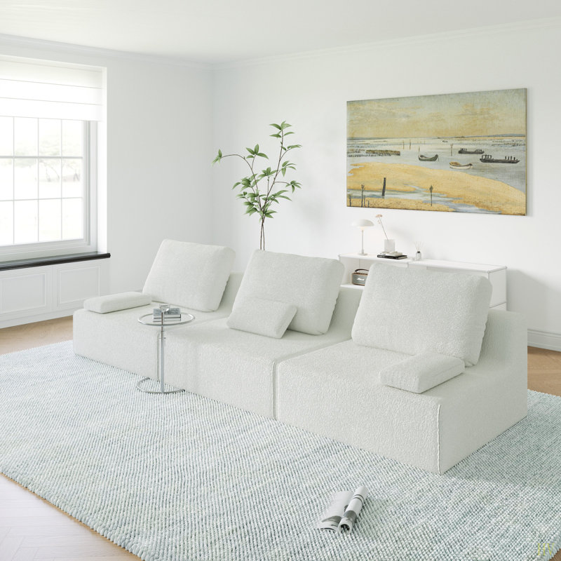 Canapé modulaire surdimensionné surdimensionné, ensemble de canapé de plancher Boucle de luxe, canapé convertible compressé, canapé spacieux rempli de mousse pour le salon, combinaison libre
