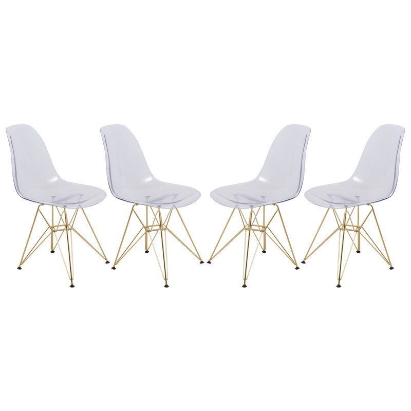 Chaise de salle à manger Northfleet, Transparent, Ensemble de 4, Doré