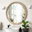 Miroir mural rond rond, miroir à cadre perlé en bois vieilli de 23,62 po pour hall d'entrée, salon, salle de bain, miroir décoratif de style maison de campagne