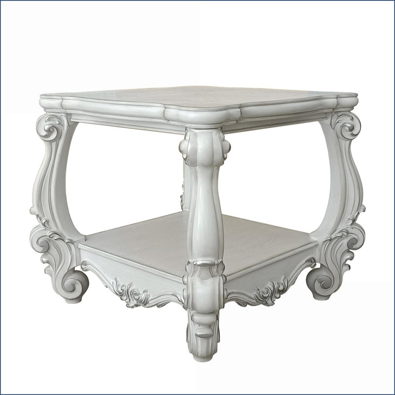 Table basse Traditional Bone White avec tablette inférieure - Style intemporel Rangement supplémentaire