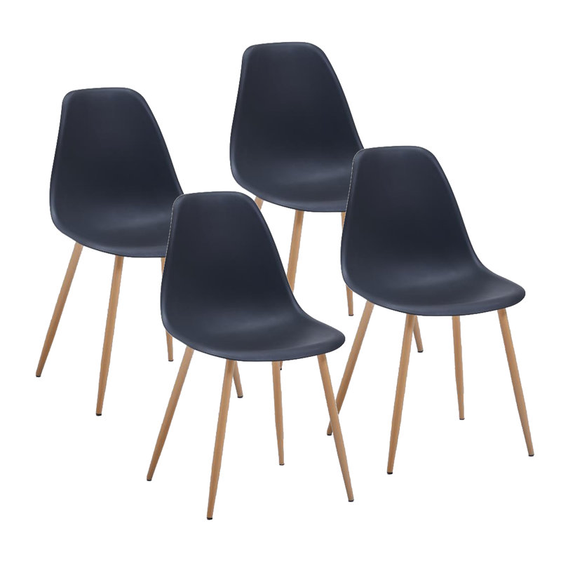 Plastic Dining Chairs with Iron Legs, Black