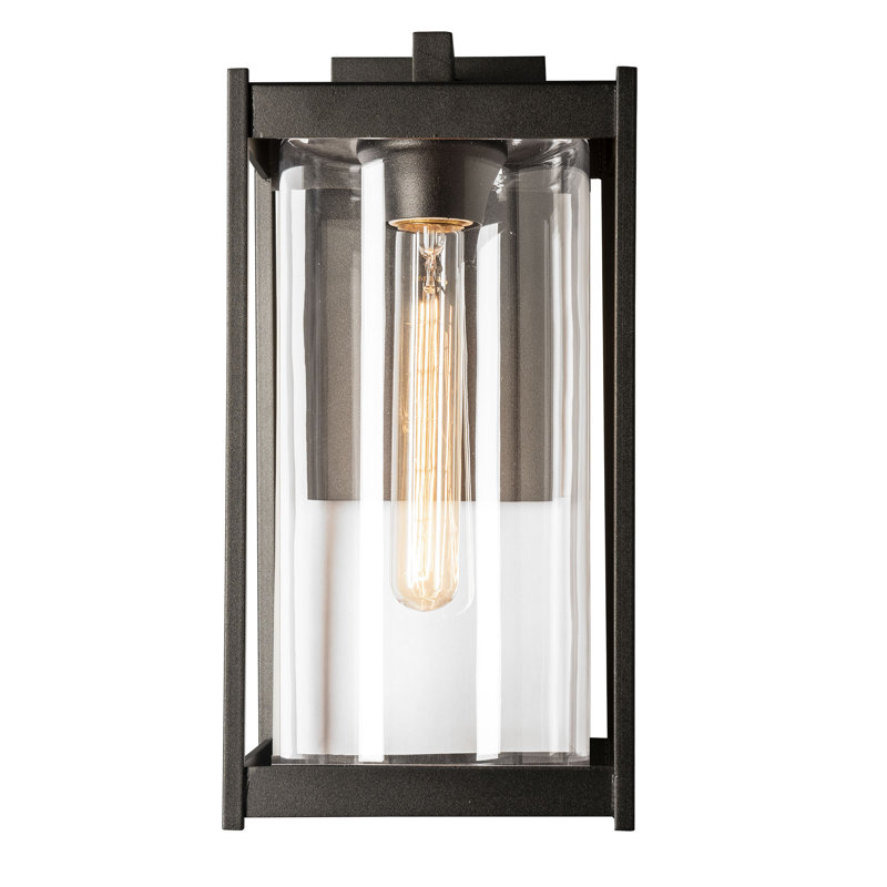 Cela Outdoor Wall Lantern, Coastal Black, 16.3" H x 8" W x 8.9" D, Clear Glass