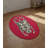 4' x 6' Machine Washable 100% Cotton Playful White Tiger Oval Raspberry Red Area Rug