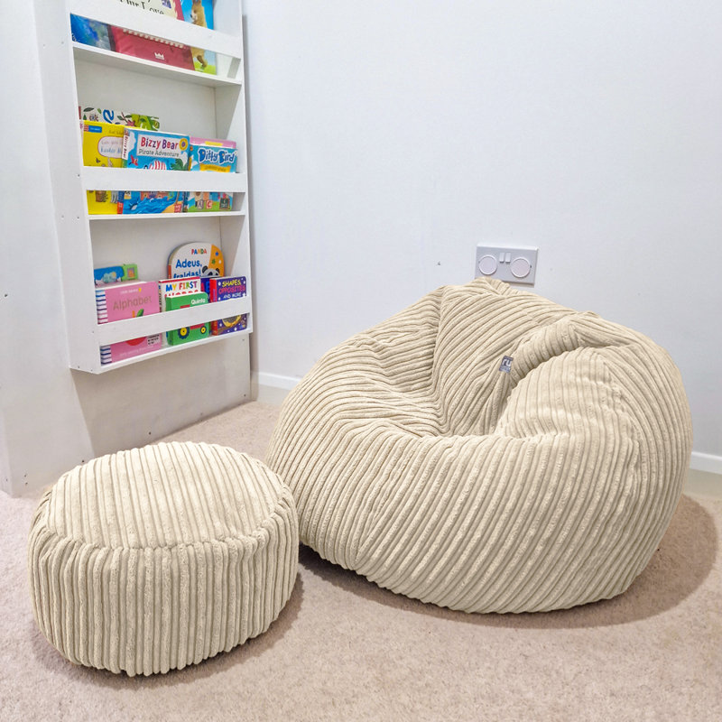 rucomfy Beanbags Jumbo Cord Kids Mini-Slouch Bean Bag Chair - Childrens Bedroom Playroom Furniture and Fun Decor. Arrives with Filling and Machine Washable - 60 x 80cm