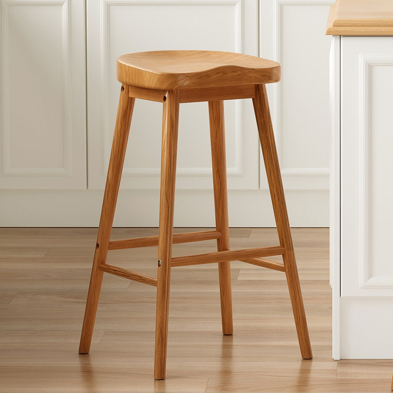 Tabouret de bar en bois massif Danel, Clair naturel, Tabouret de bar (siège d'une hauteur de 30,3 po)