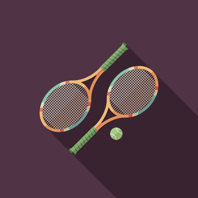 Daeshawna, raquettes de tennis, icône carrée plate avec longues ombres - impression sur toile tendue