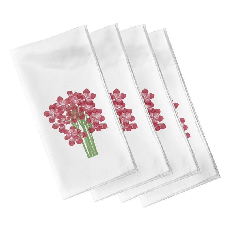 Cleven Polyester Floral Square Napkin, Red