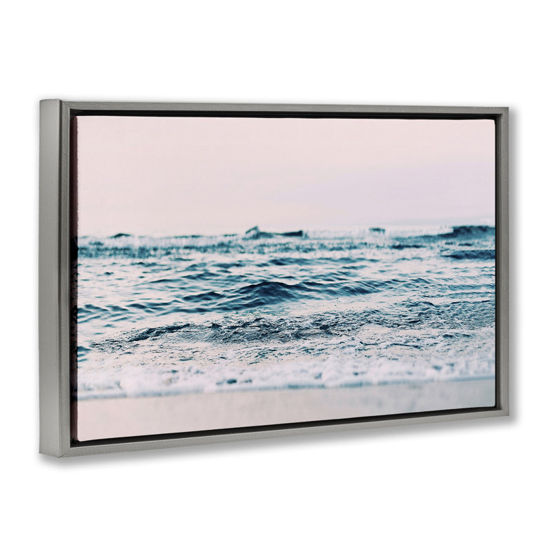 Toile flottante encadrée «Ocean Wave Blush» par Sissi et Seb, Cadre flottant gris lustré, H 21 po x l 31 po