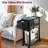 Side Table With Charging Station And Drawer, Narrow End Table With USB Ports And Outlets, With 4 Wheels,(Black)