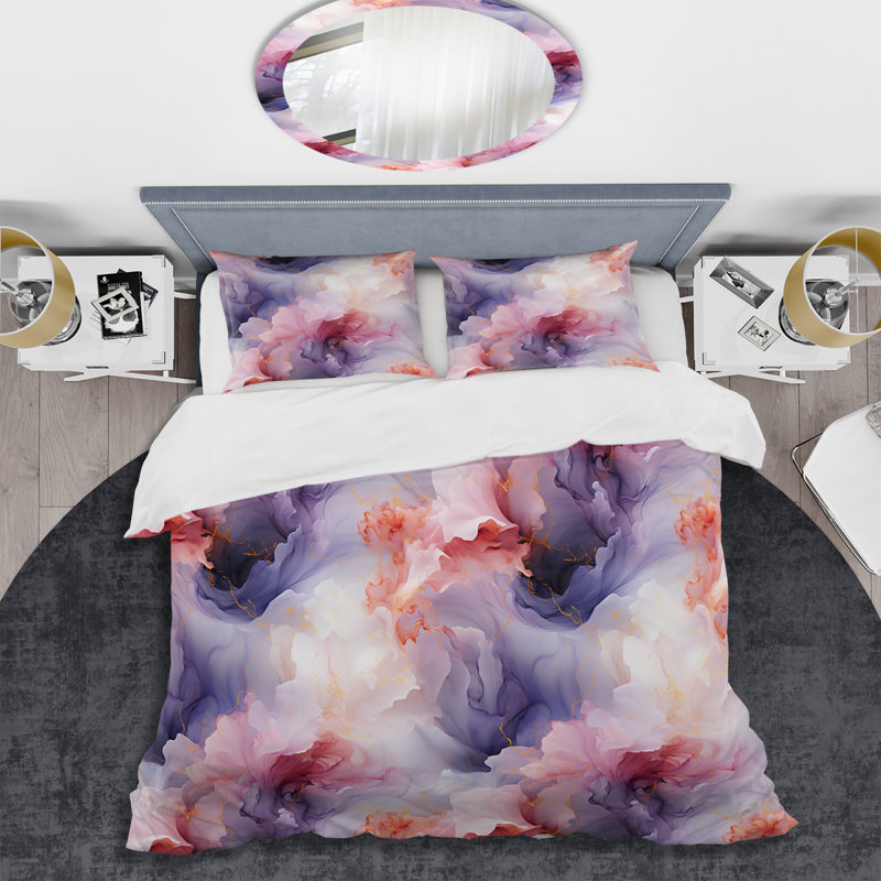 Ensemble de housse de couette à motif de marbre blanc, Housse de couette pour grand lit et 2 taies décor
