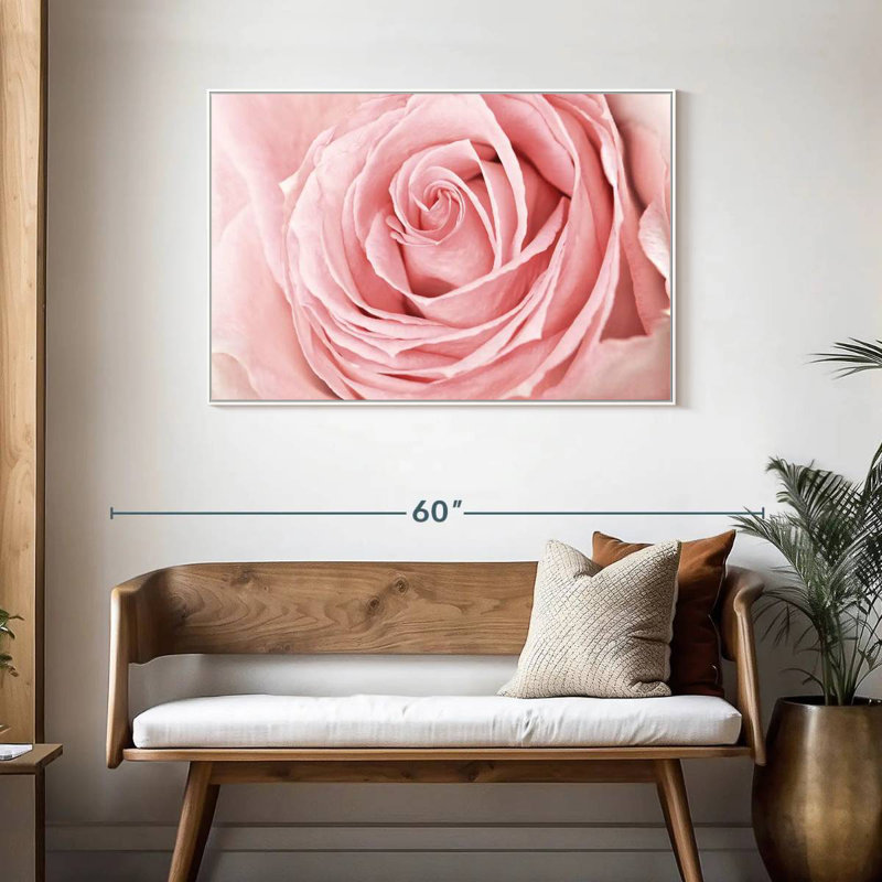 Rose rose fraîche, Cadre flottant blanc, 40 po x 27 po