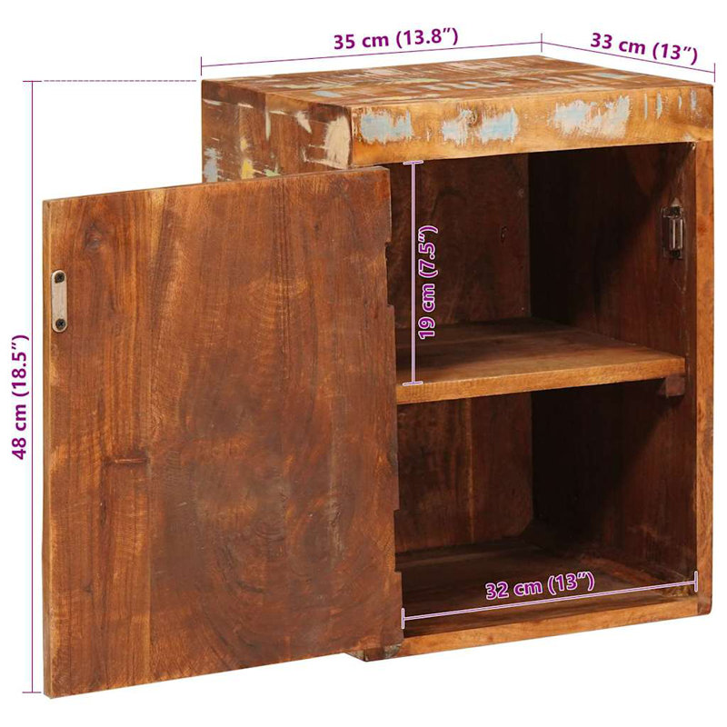 35cm W Solid Wood Bedside Table