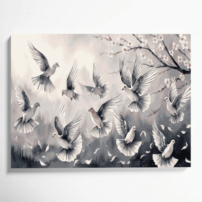 Birds Mourning Dove Beige Canvas Wall Art