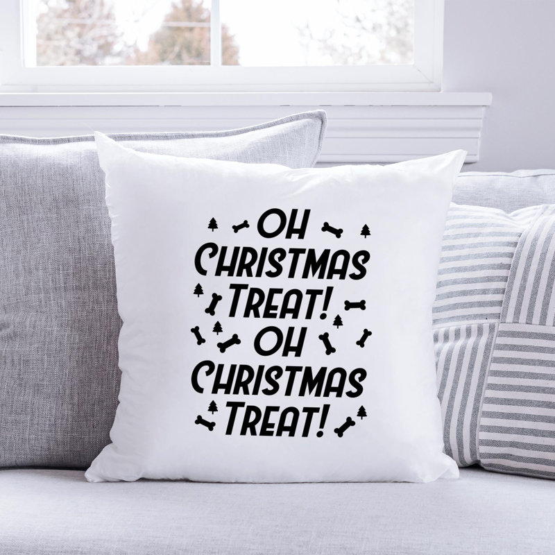 Coussin en polyester ChristmasDog_Noir-02, 16 po x 16 po