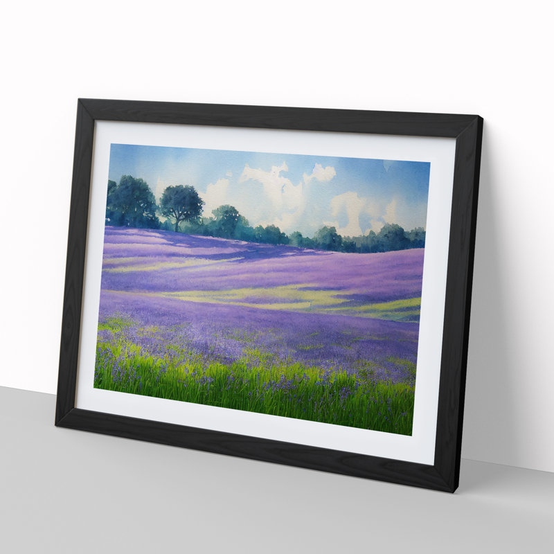 Serene Bluebell Field Vol.1 - Single Picture Frame Painting, Black , 46cm H x 64cm W x 2cm D