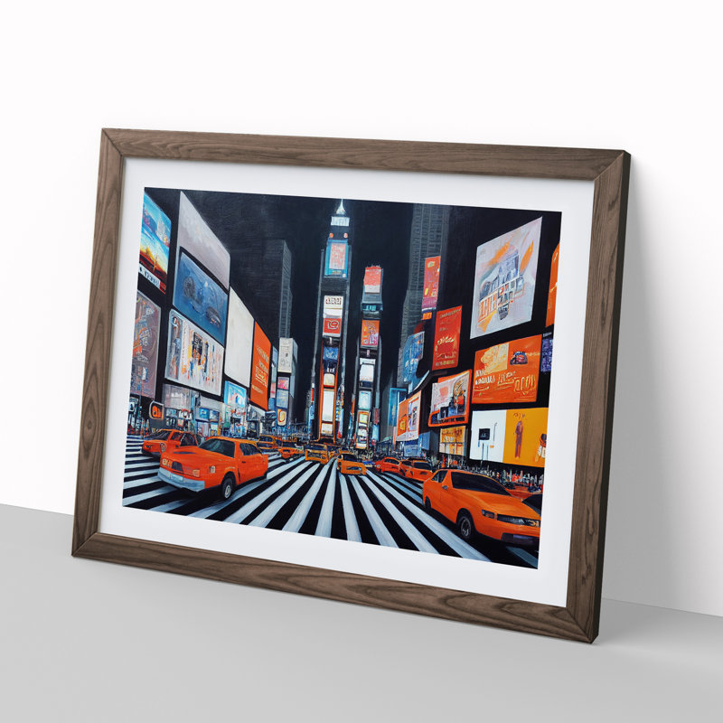 Times Square Vol.2 - Framed Print, 46cm H x 64cm W x 2cm D, Walnut Framed