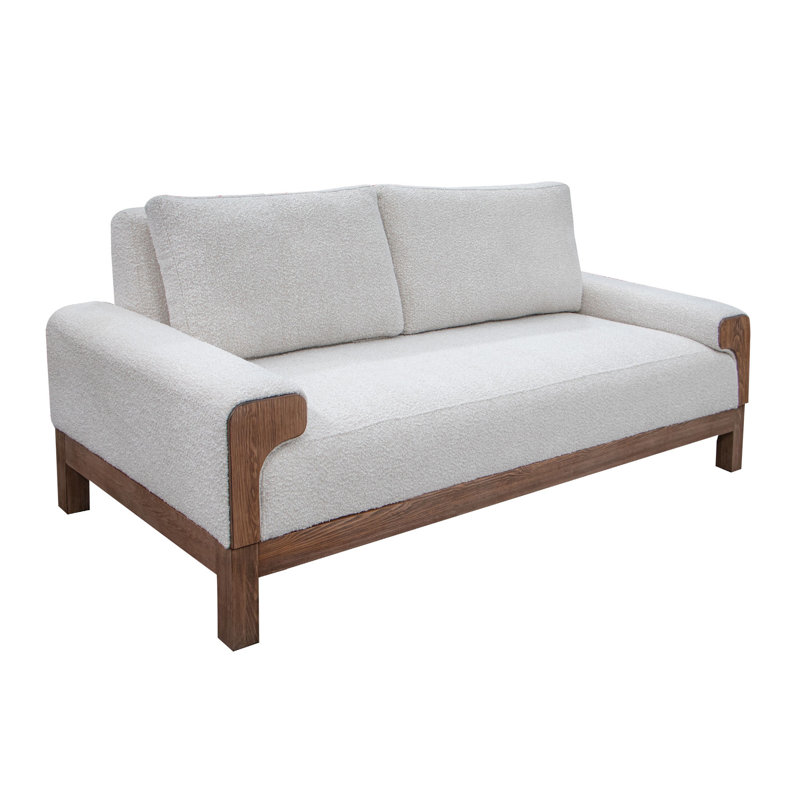 Canapé Caisy, coussins en mousse, bois massif, Polyester blanc, H 38 po x l 93,25 po x P 39,5 po