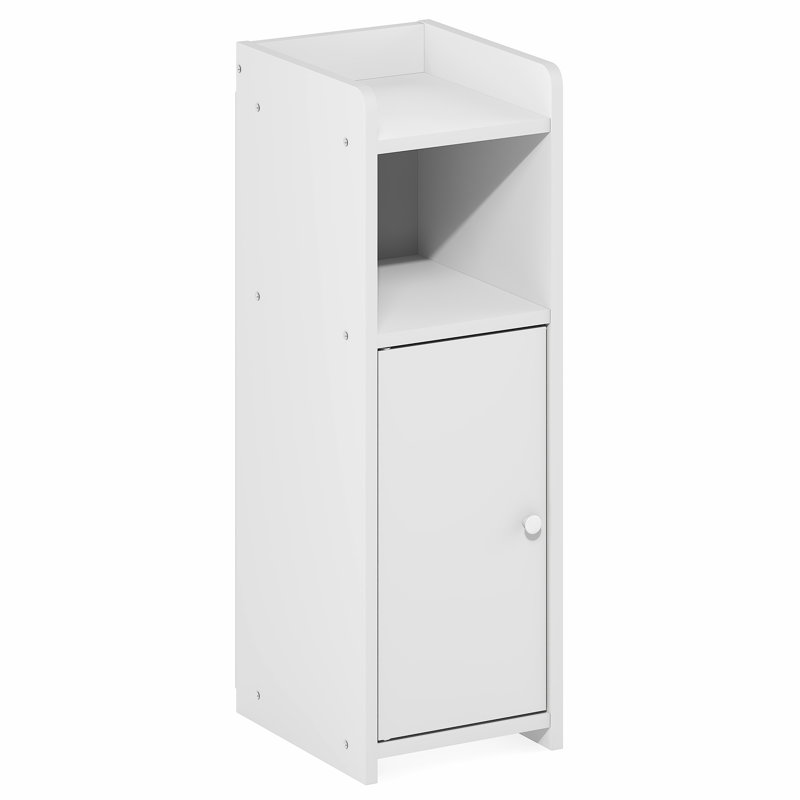 Furinno FULDA Bathroom Storage Cabinet, 4-Tier Bathroom Cabinet, Narrow Cabinet with Door and Adjustable Shelves, 24H, for Small Spaces, Bathroom, Living Room, Entryway, White