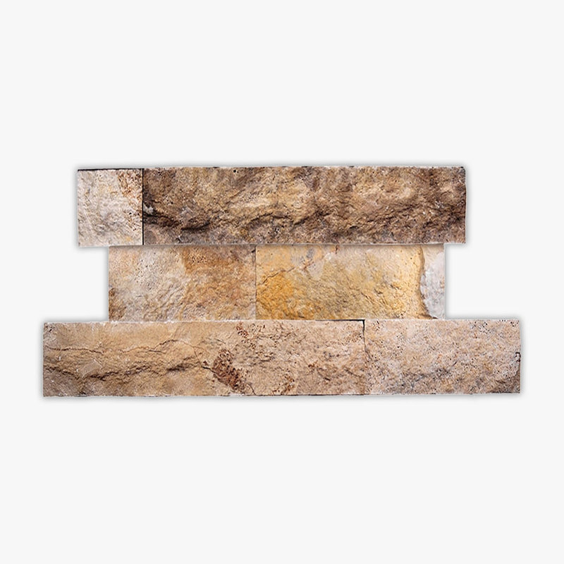 Scabos Splitface 4xFL Travertine Wall Tile, Brown