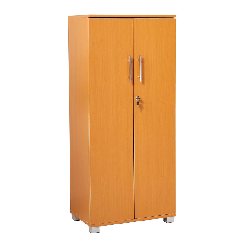 Fonte Storage Cabinet with Lock, 2 Door 2 Shelf Storage Cupboard File Cabinet, Beech