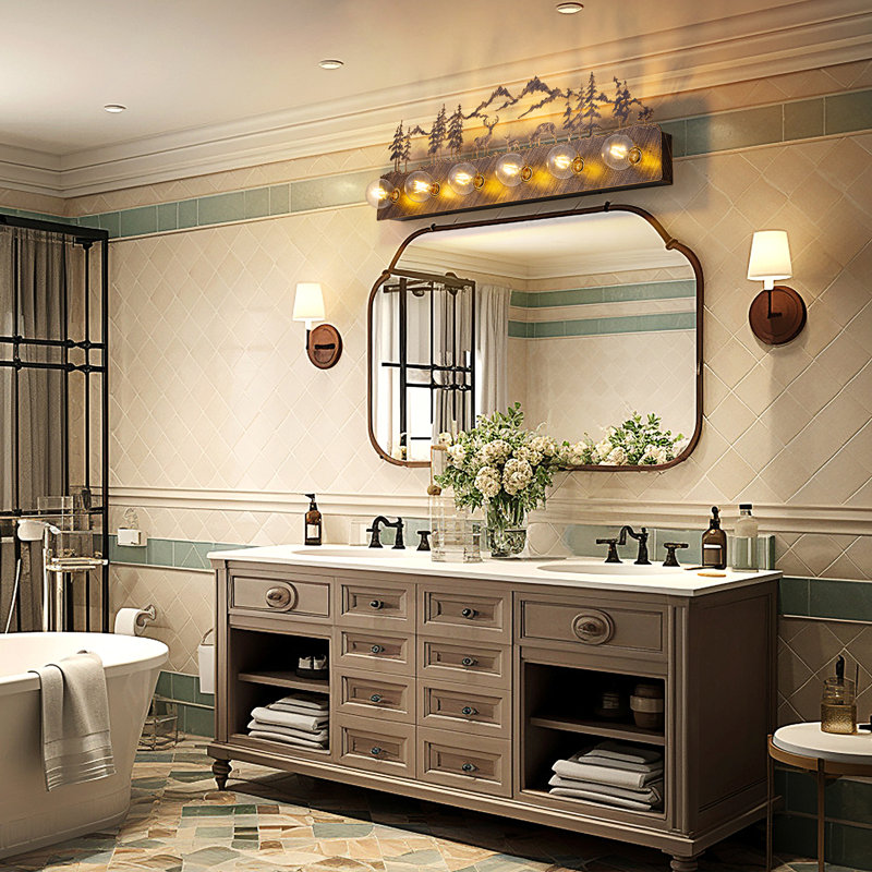  6 Lights Large Farmhouse Bathroom Vanity Light Sconces Wall Lighting
