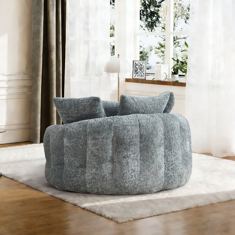 Chaise de canapé ronde surdimensionnée de 55 pouces sans os, fauteuil d'appoint simple rembourré doux pour le salon chambre à coucher