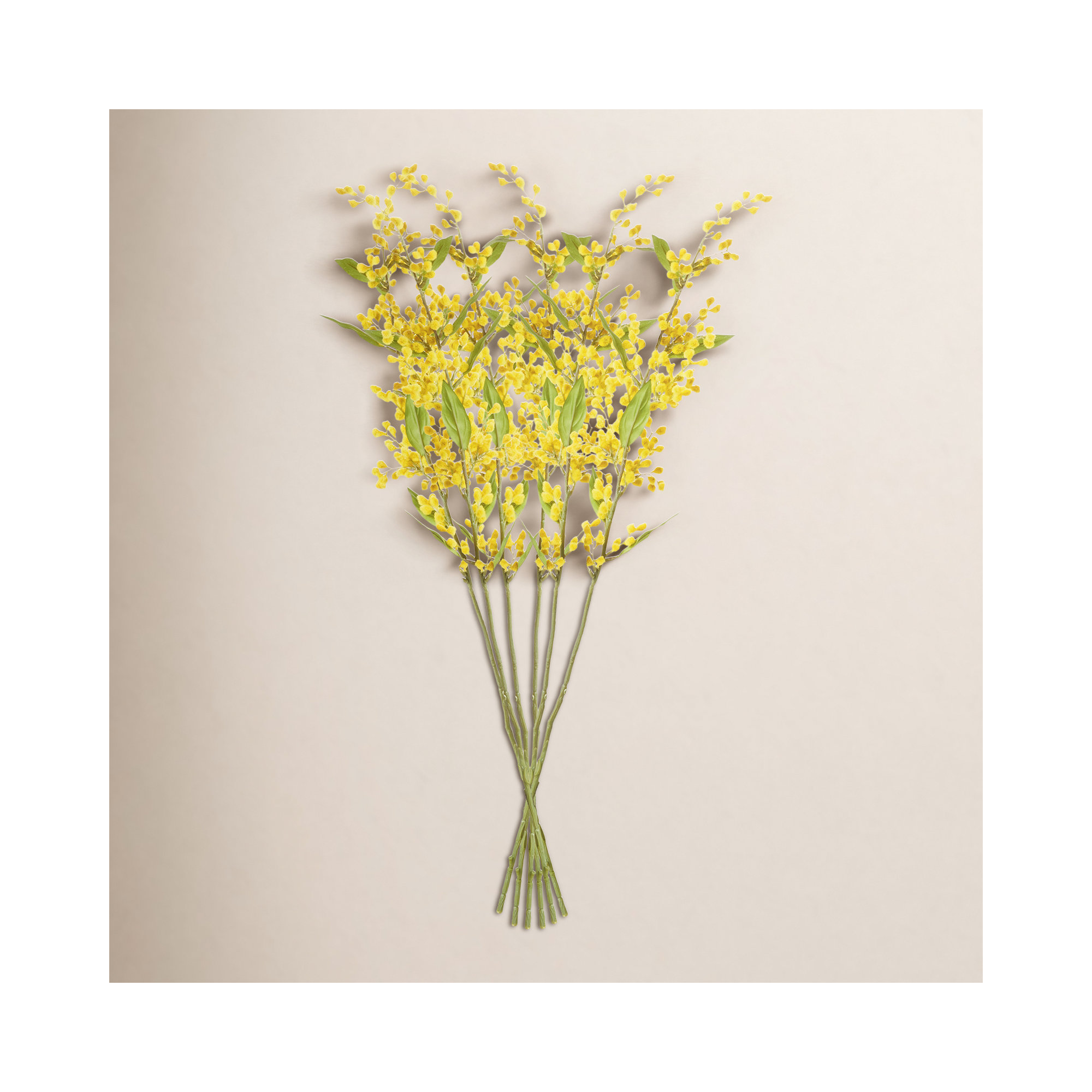 Mimosi Realistic Faux Mimosa Stems 27.5 in. in Yellow