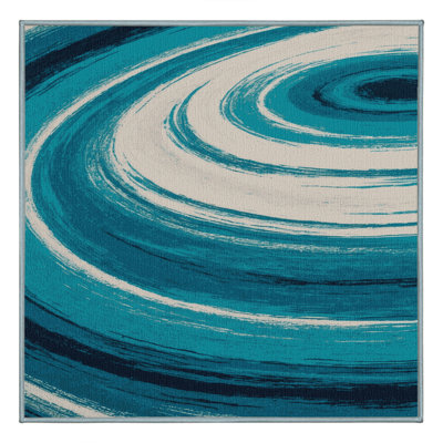 Machine Washable Space Blue Area Rug