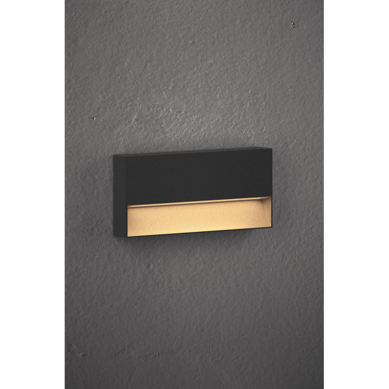 Piazza Anthracite Integrated LED Metal Step Light, 4.43” H x 9.81” W x 1.31” D