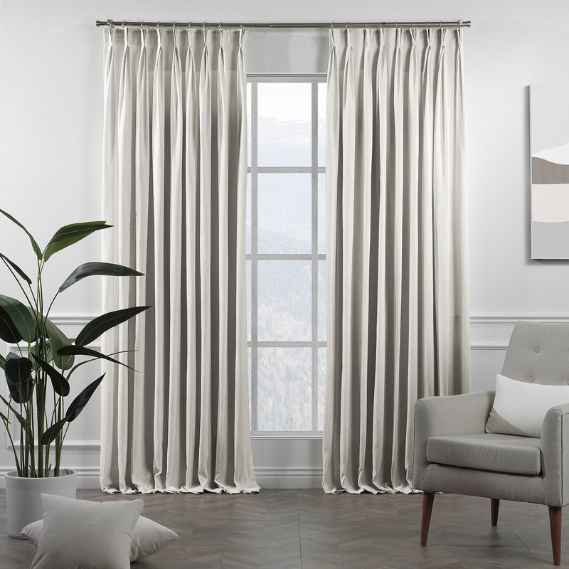 Room Darkening Single Curtain Panel, 130cm Width x 295cm Drop, White