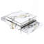 Table basse moderne carrée texturée en marbre avec 4 tiroirs et base suspendue, blanc, 43,3 po