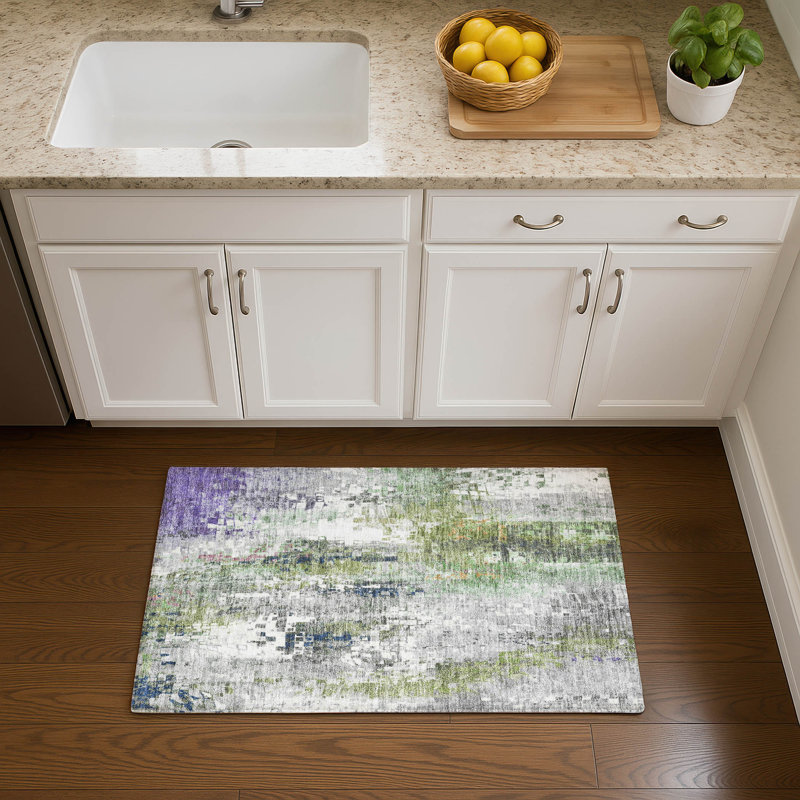 Premium Machine Washable Mayfield AMF2254 Abstract Rug, 1'8" x 2'6", Aloe