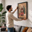 Bear Among Plants Mid-Century - Framed Print-447196020-447196021