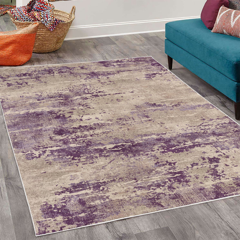 Modern High Density Long Fiber Poly Threads Decorative Area Rug Carpet, Rectangle 4' x 5'7"