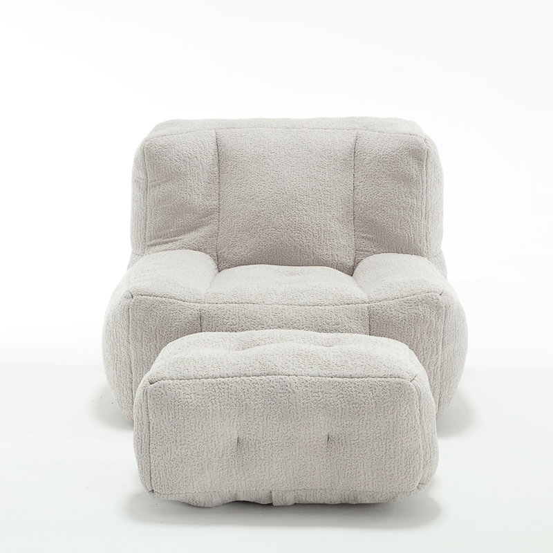 Fauteuil à billes Fluffy, Velours gris clair