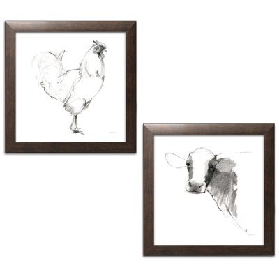 « coq & cow », ensemble de 2 reproductions de dessins