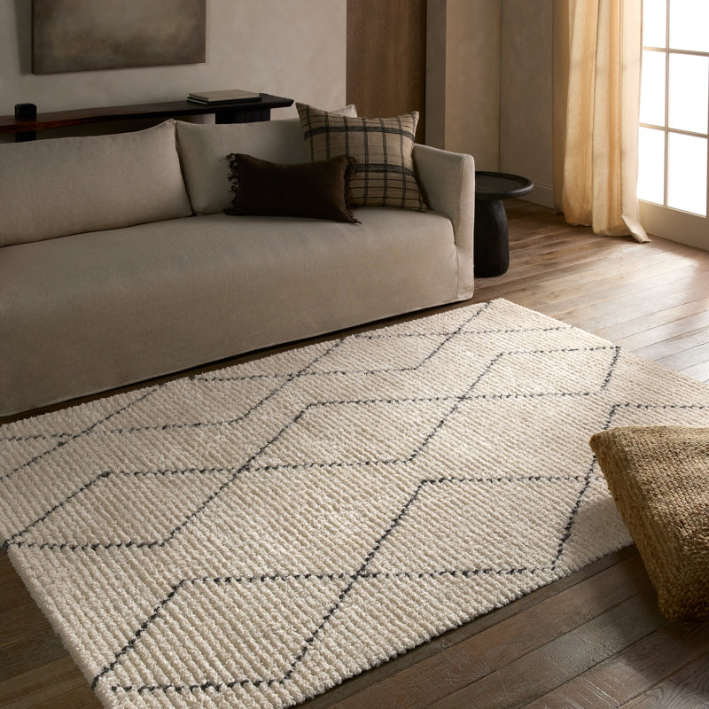 Tapis blanc tribal Label J Tamry, Rectangle 8 pi 6 po x 11 pi 6 po