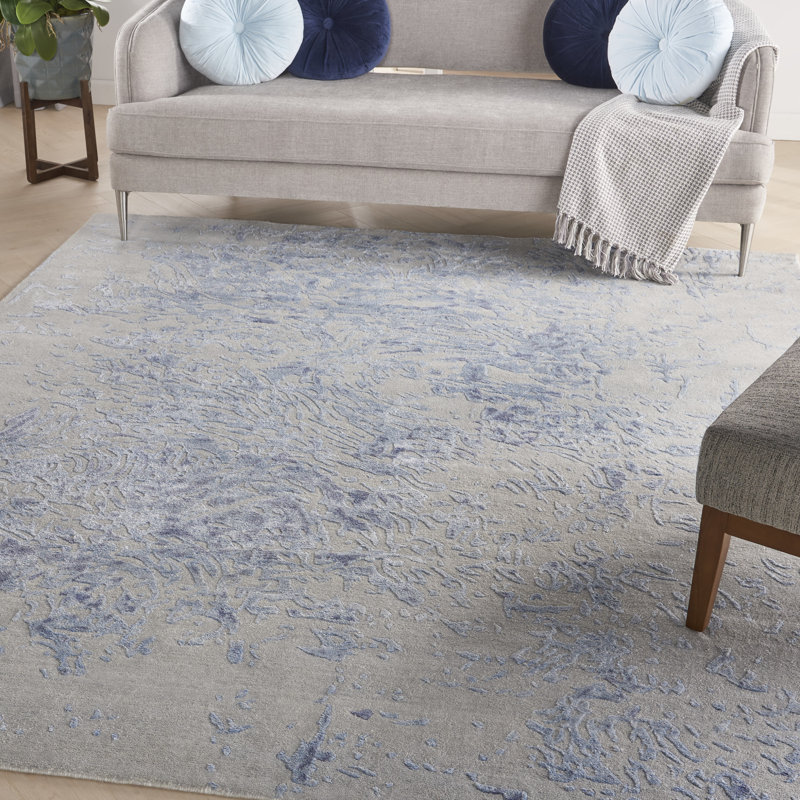 Nourison Tinita 7'9" x 9'9" Grey Blue Modern Indoor Rug, Rectangle 7'9" x 9'9"