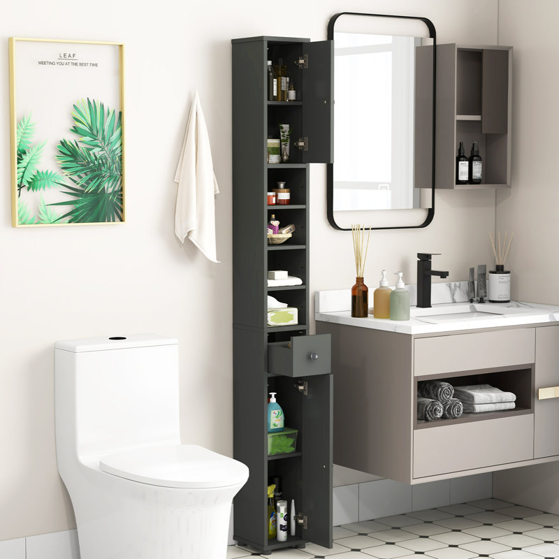 Armoire à linge autoportante Leeani, Gris