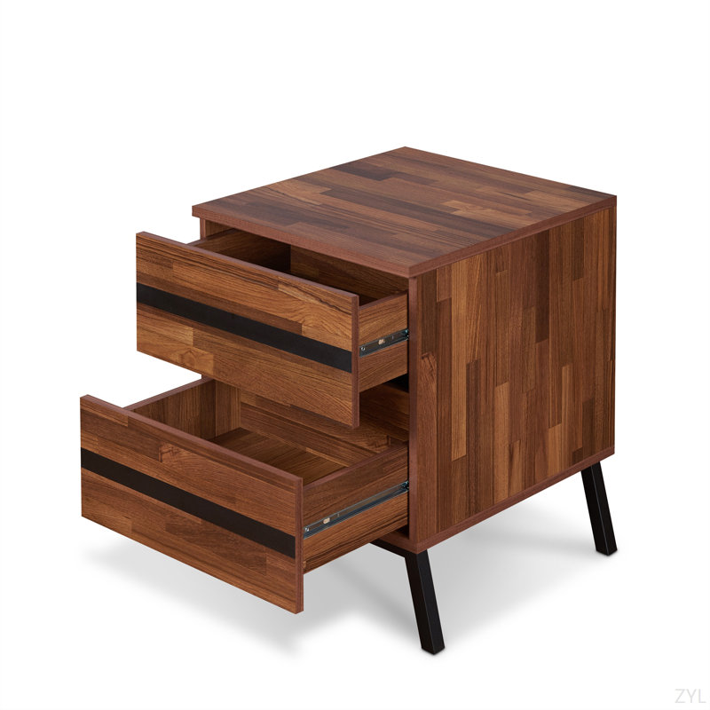 Table d'appoint en noyer et finition noire