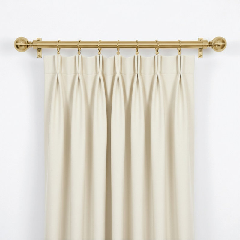 Adjustable Metal Curtain Rod Set with Finials (Set of 2), 1.88cm H x 127cm W x 5.5cm D, Antique Brass