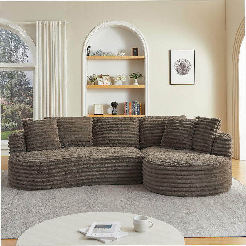 Boneless Modern Curved L-Shape Luxury Sectional Oversized Sofa: Minimalist Design, Comfy Sleeper Couch For Living Room, Apartment & Reception Spaces,No Assembly Required