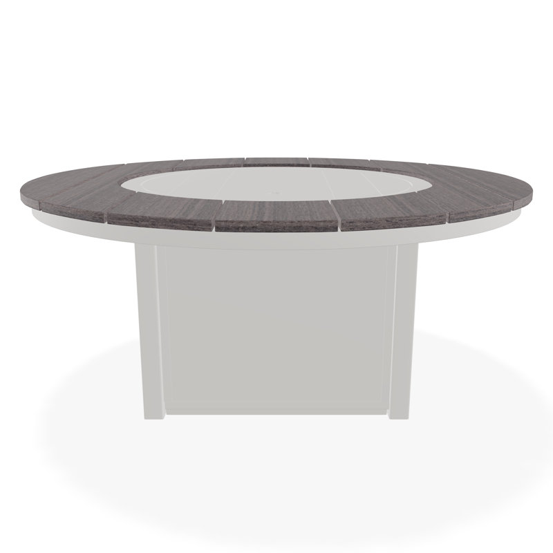 54" Round Rustic Polymer Fire Table with Propane Shelf, Snow/Boardwalk