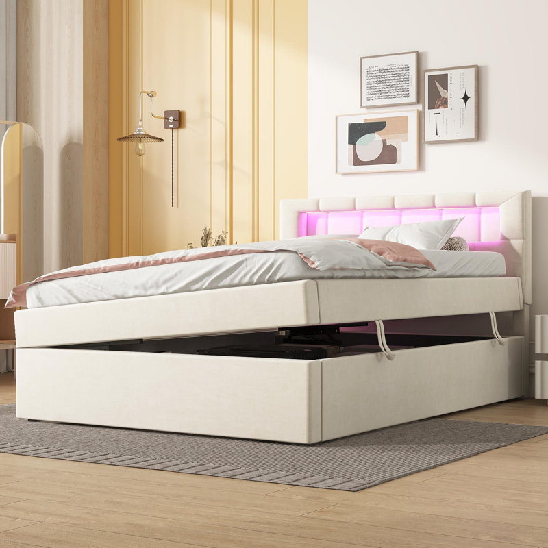 Dazha Upholstered Ottoman Storage Bed, Beige